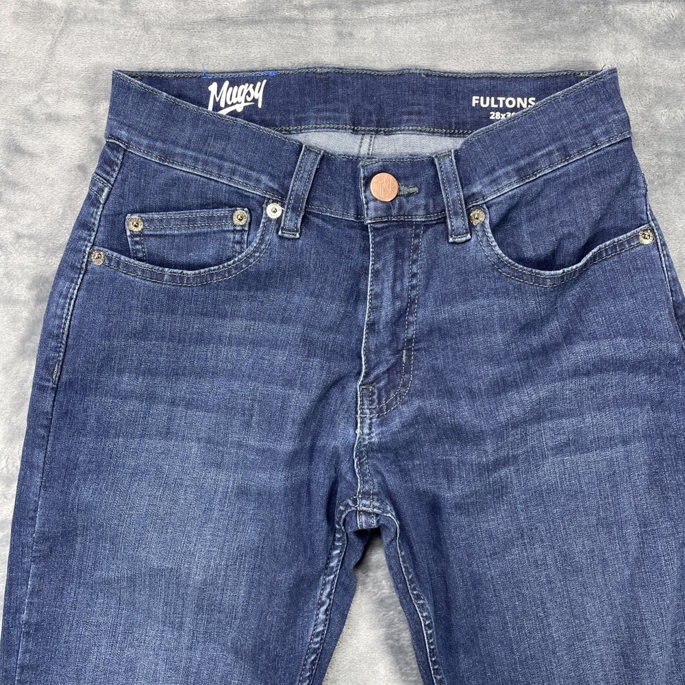 Mugsy Fultons Jeans Slim Fit Stretch Denim 28x30 Mens Blue Pants Cotton - Picture 3 of 8